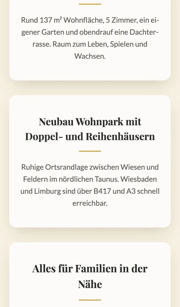 Landingpage Micro Estate, Hünfelden-Dauborn, zweiter Bildschirm